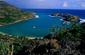 Sailing boats in bay, Iles de Saintes, Guadeloupe Caribbean, America