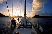 Sailing at dusk, Iles de Saintes, Guadeloupe Caribbean, America