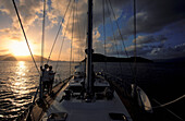 Sailing at dusk, Iles de Saintes, Guadeloupe Caribbean, America