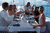 Lunch on sailing boat, Caribbean Sea