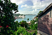 Harbour with cruise ship AIDA, St. George´s, Grenada, Caribbean, America