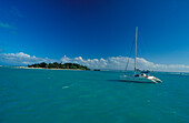 Island with Catamaran, Guadeloupe Caribbean, America