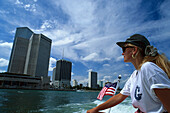 Miami, Skyline, Boat-trip, Biscayne Bay Florida, USA