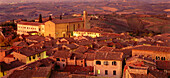 Panoramic city overview, church of Sant´Agostino, San Gimignano, Tuscany, Italy