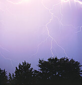 Lightning, Thunderstorm over forest, Bavaria, Germany