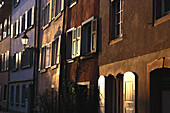 Facades in sunlight, Saeckingen, Baden-Wuerttemberg, Germany