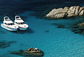 Yachts off Caprera island, Sardinia, Italy, Europe