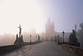 Charles bridge with fog, Prague, Czech Republic