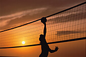 Volleyball Silhouette, Mission Beach, San Diego Kalifornien, USA