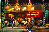 People at a street cafe at night, Hongkong, China, Asia