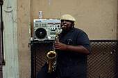 Straßenmusiker, St. Peter Street, French Quarter, New Orleans Louisiana, USA