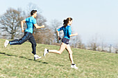 Running couple, people sport