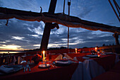 Dinner on, travel sunset on boat