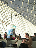 People waiting for flight, Shanghai, China