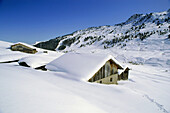 Snow covered cabin, Zillertal, Tyrol, Austria