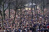Crowd of above 100, 000 pilgrims, The Mystery of the passion of Christ Kalwaria Zebrzydowska, Cracow, Poland