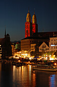 Zurich at night, Zuerich, Switzerland, Europe