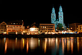 Zurich at night, Zuerich, Switzerland, Europe