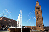 Fountain in front of Koutoubia mosque, Marrakesh, Morocco, Africa