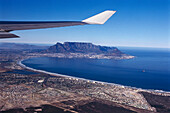 View from plane to Table Mountain, Cape Town South Africa