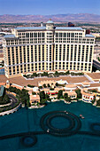 Blick von oben auf Hotel Bellagio &amp; Casino, Las Vegas, Nevada, USA, Amerika