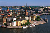 Riddarholmen vom Stadhuset, Helgeandsholmen, Stockholm, Schweden