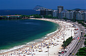 View at Copacabana beach in the sunlight, Rio de Janeiro, Brazil, South America, America