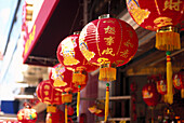 Lanterns at a building at Chinatown, Manhattan, New York, USA, America