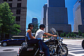 Motorcycle couple, Manhattan, New York USA