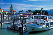 Excursion boats at habour, Lake Constance, Lindau, Bavaria, Germany, Europe