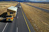 House on a truck, Transport, Rocky Mountains, Montana, USA