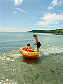 Woman and little girl, Kennack Sands, South England Great Britain