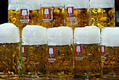 Maßkrüge, Biergarten, München, Bayern, Deutschland