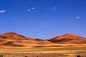 Sand dunes under blue sky, Sossusvlei, Namibia, Africa