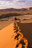 Menschen auf einer Sanddüne, Sossusvlei, Namibia, Afrika
