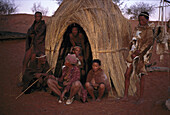 Traditional hut, San people, Intu Africa Kalahari Reserve Namibia
