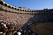 Fully occupied bullfighting arena, Fiesta de San Isidro, Madrid, Spain