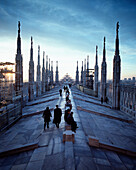 People on walkable roof of the central aisle, Milan Cathedral, Milan, Lombardy, Italy