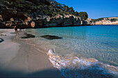 Einsame Bucht, Cala S´Amonia, bei Santany, Ostkueste, Mallorca Balearen, Spanien