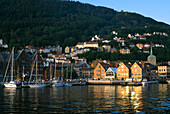 Vagen harbour with Floyen mountain, Bergen, Norway