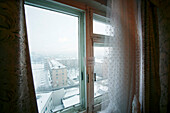 Window with view at the town, Omsk, Siberia
