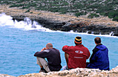 Three climber take a break, Mallorca Spain