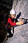 Climber, Fixed Rope Route, Bad Goisern, Salzkammergut, Upper Austria