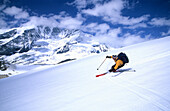 Skier on glacier, Grossglockner mountain, National Park Hohe Tauern, Austria