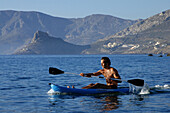 Kayaking in front of Kalymnos, Kalymnos, Greece