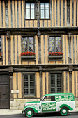 Old Car in front of a Timbered House, Verneuil sur Avre, Normandie France