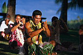 Folklore group on the beach, Fiafia, Manase Beach, Savai'i, Samoa, South Pacific