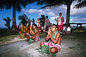Folklore group on the beach, Fiafia, Manase Beach, Savai'i, Samoa, South Pacific