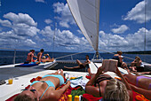 Sunbathing, Tiami Catamaran Cruise Barbados