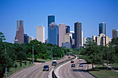 Freeway, City Skyline, Texas USA